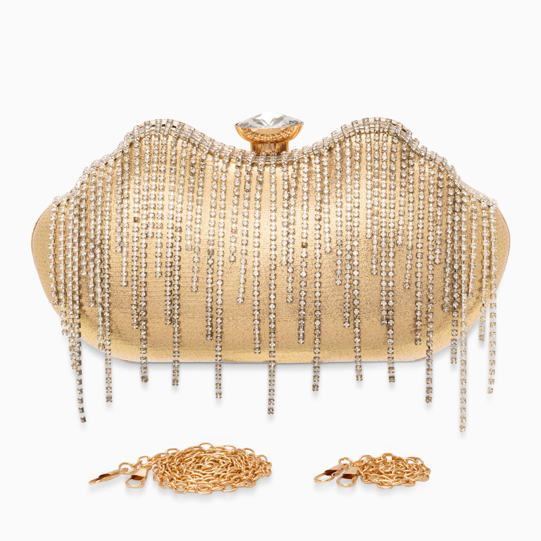 <tc>Borsa con frange in cristallo Ambrinee</tc>