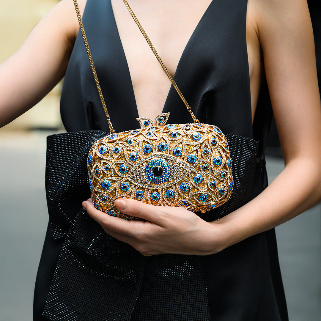Pochette con cristallo Malocchio - Oro