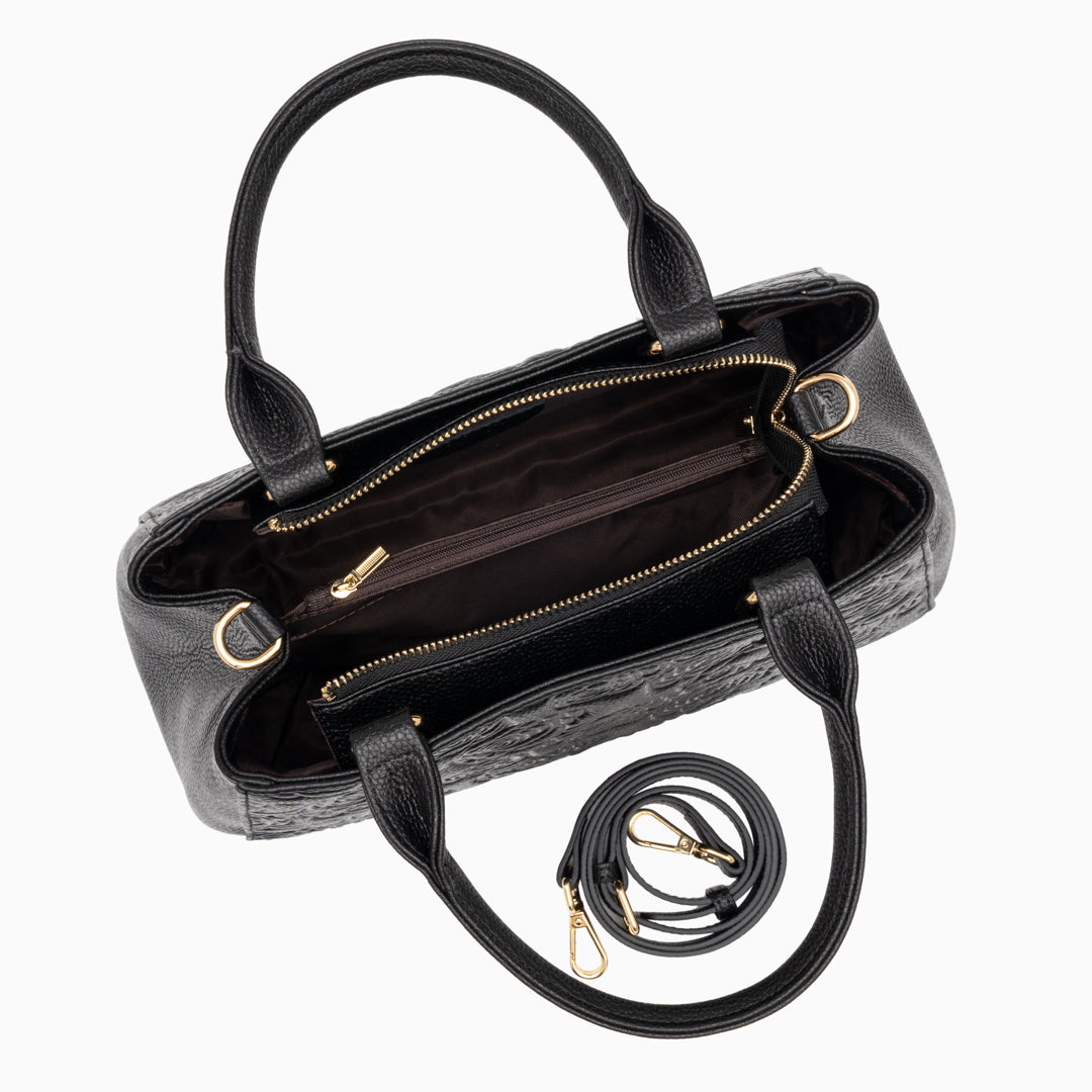 <tc>Borsa Stacy con stampa floreale in rilievo</tc>