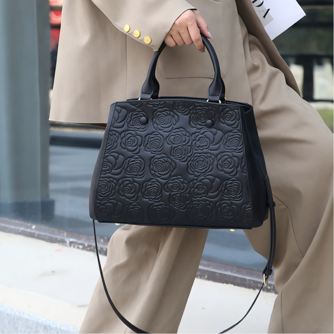 <tc>Borsa Stacy con stampa floreale in rilievo</tc>
