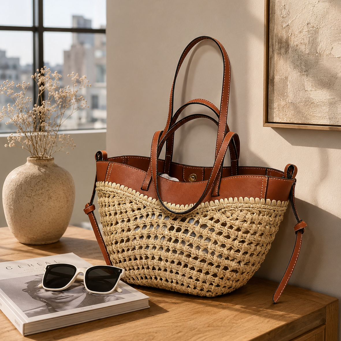 Reni Raffia Tote Bag