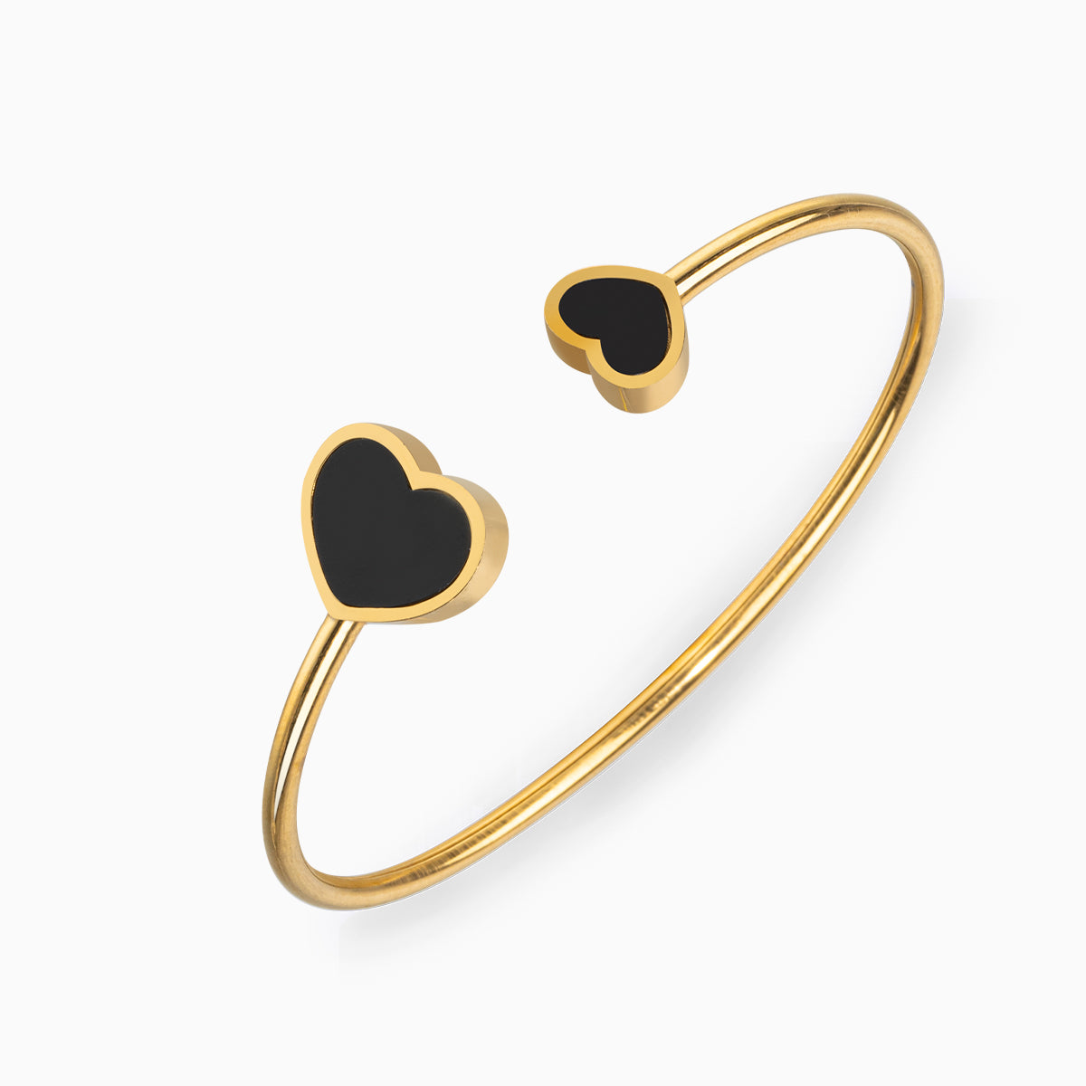 Bracciale con doppio cuore nero