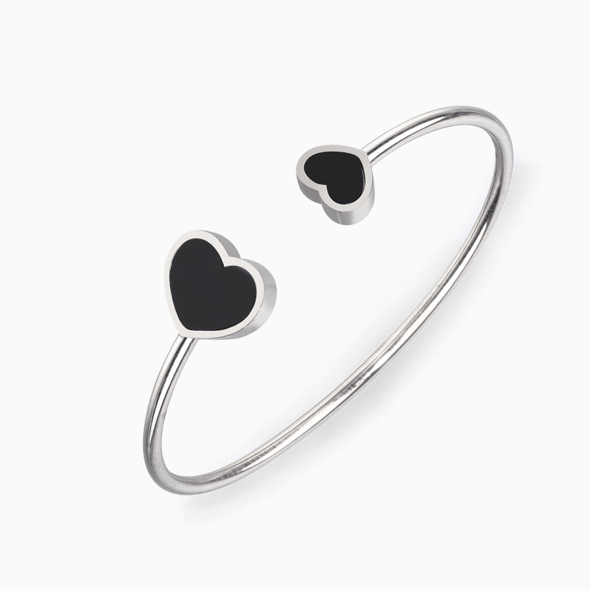 Bracciale con doppio cuore nero