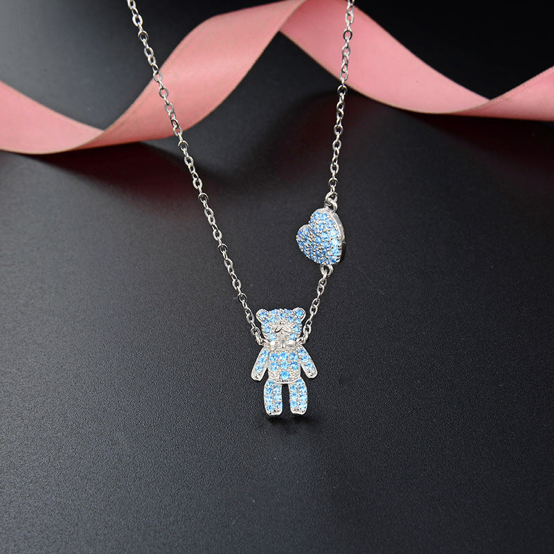 Collana Bear Heart Sky Blue