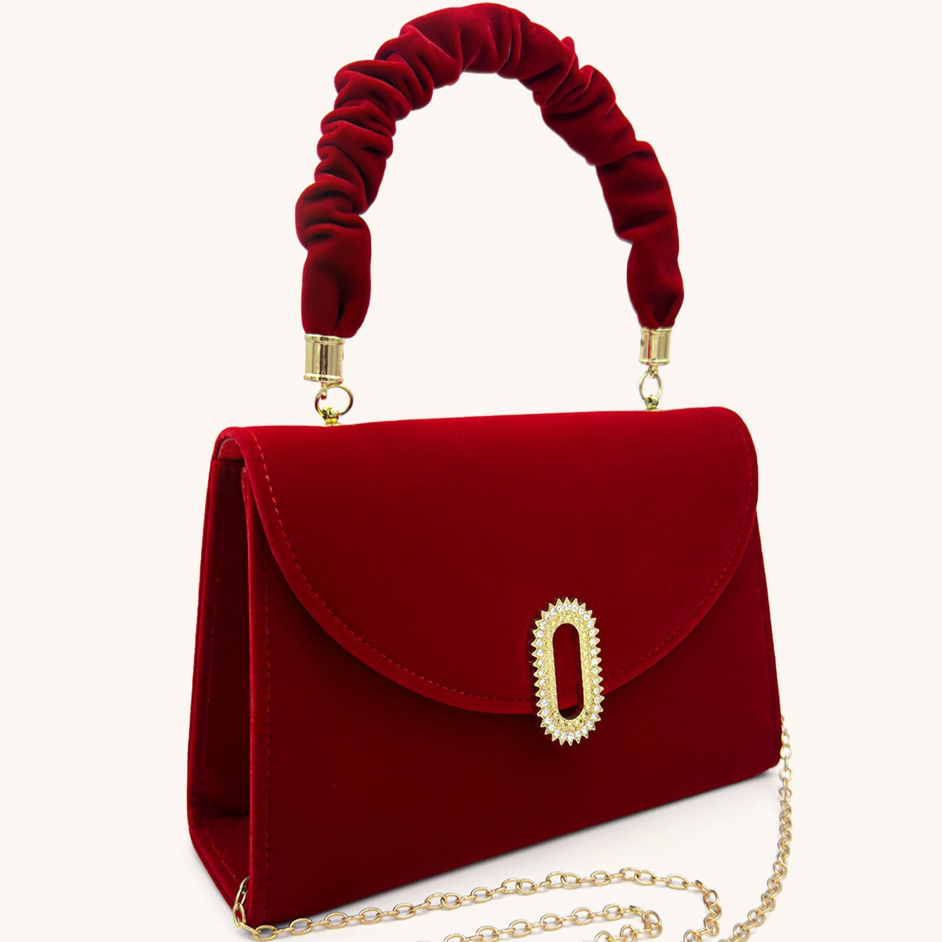 Borsa Priscilla in velluto rosso