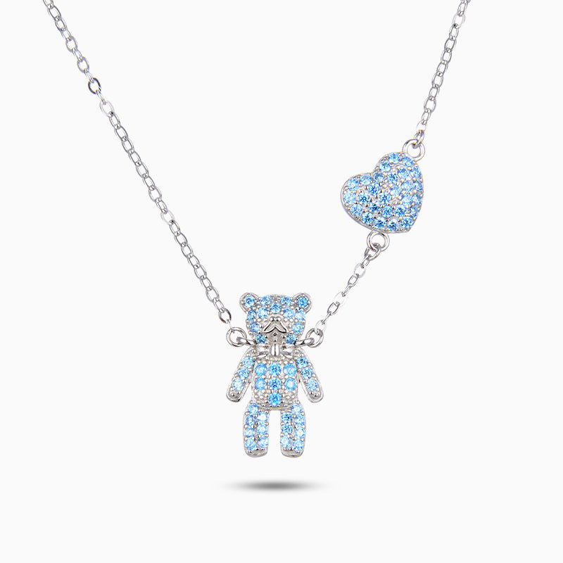 Collana Bear Heart Sky Blue