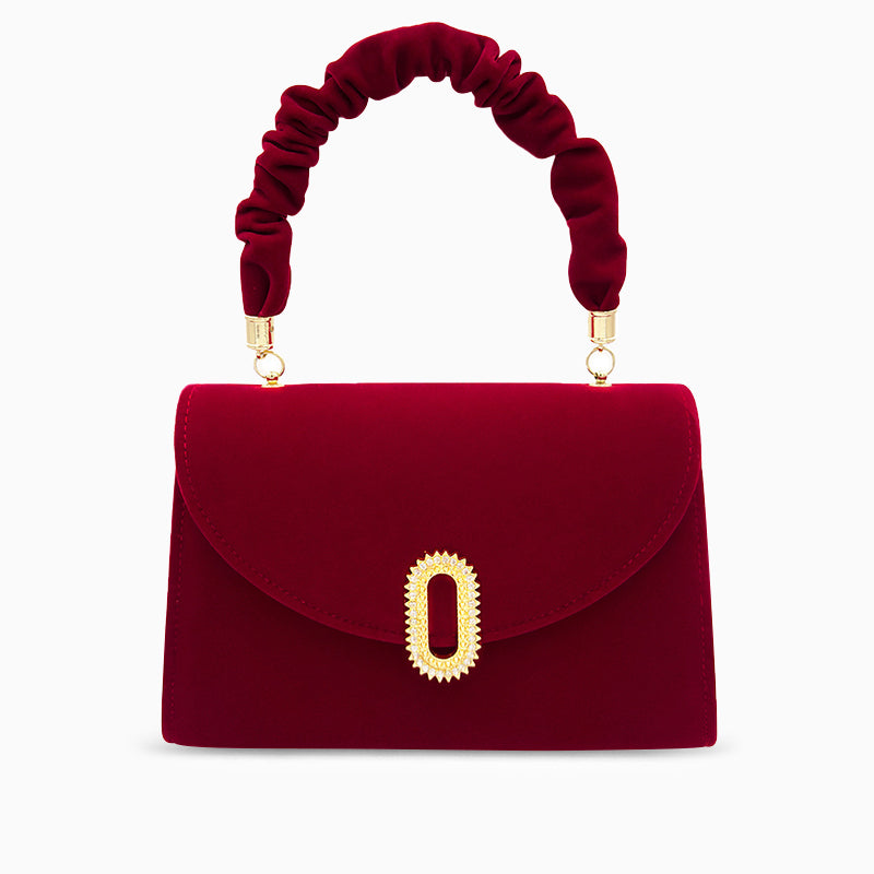 Borsa Priscilla in velluto rosso