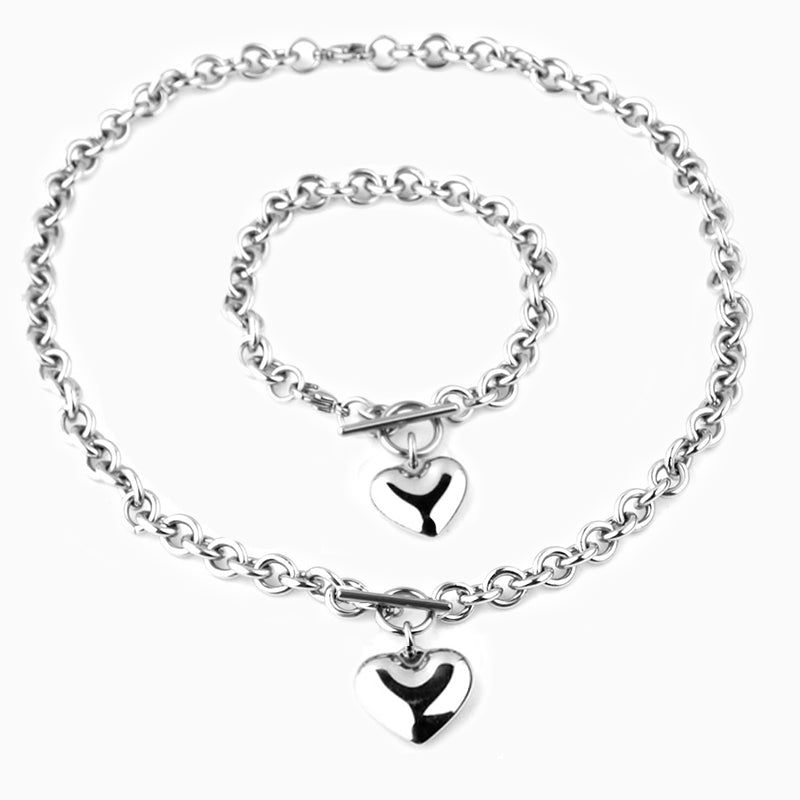 Set di gioielli con cuore lucente